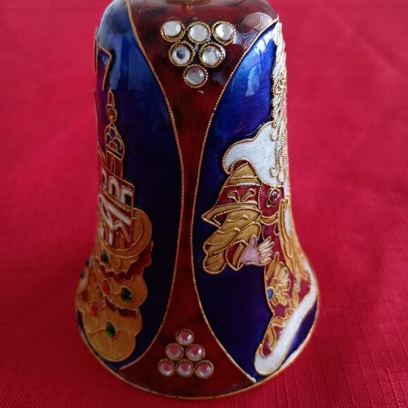 2007 Dillard's Cloisonne Santa Bell Christmas Ornament - Picture 4 of 7
